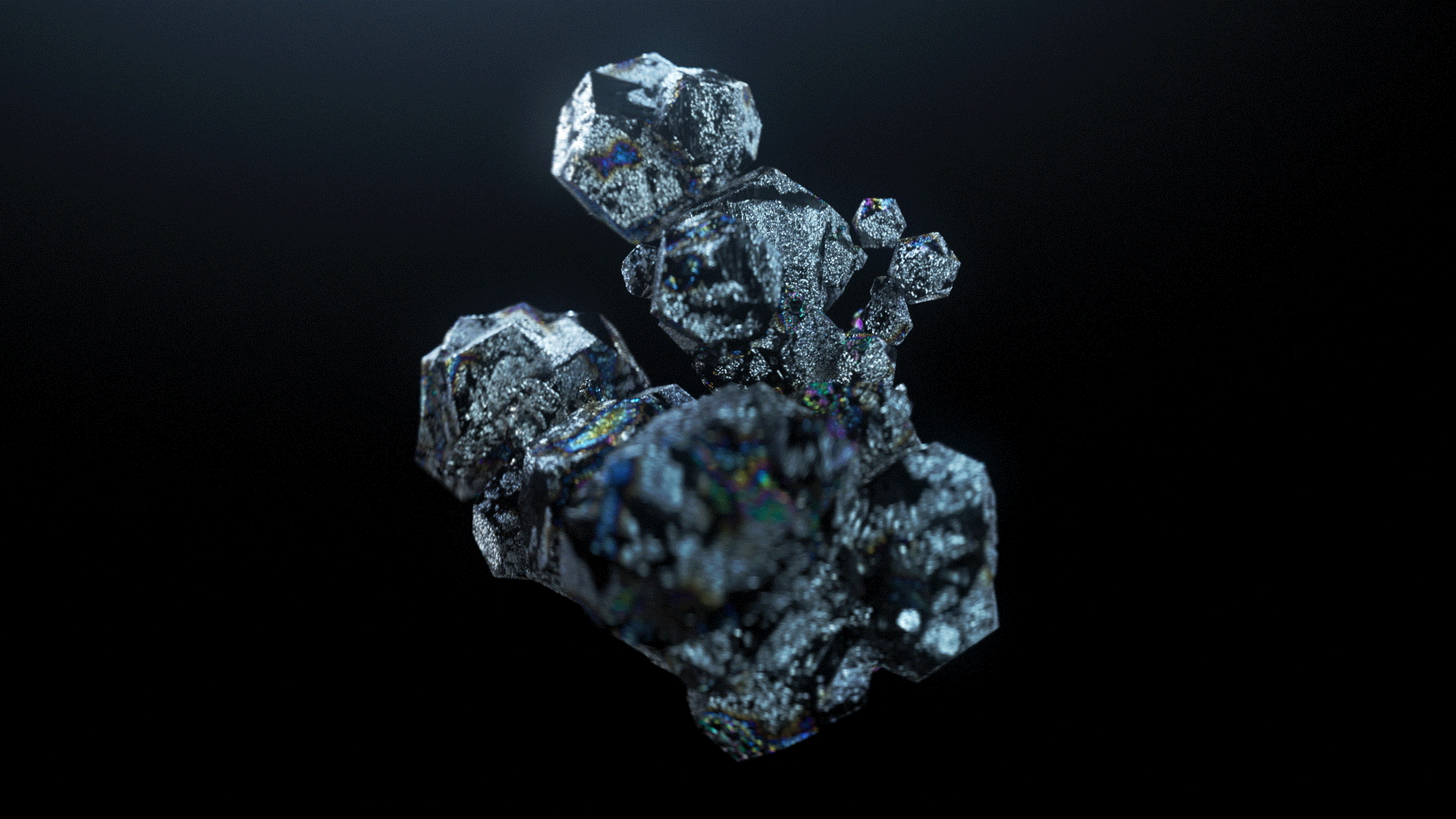 Abstrakt illustrierte Kristalle, die sich bewegen.